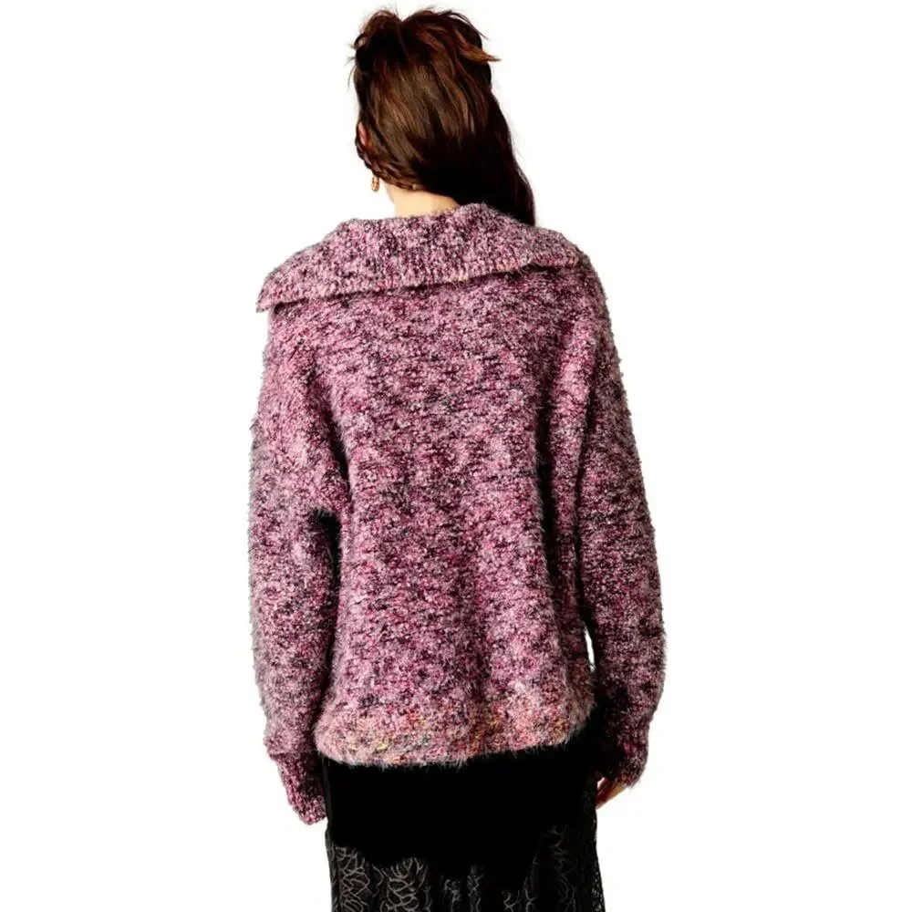 Free People Stellar Knit Pullover in Shocking Pink XS